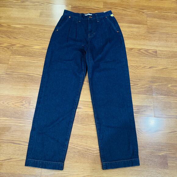 Madewell Baggy Straight Jeans  trousers in Woodham Wash: Pleated Edition 26 - Picture 10 of 14